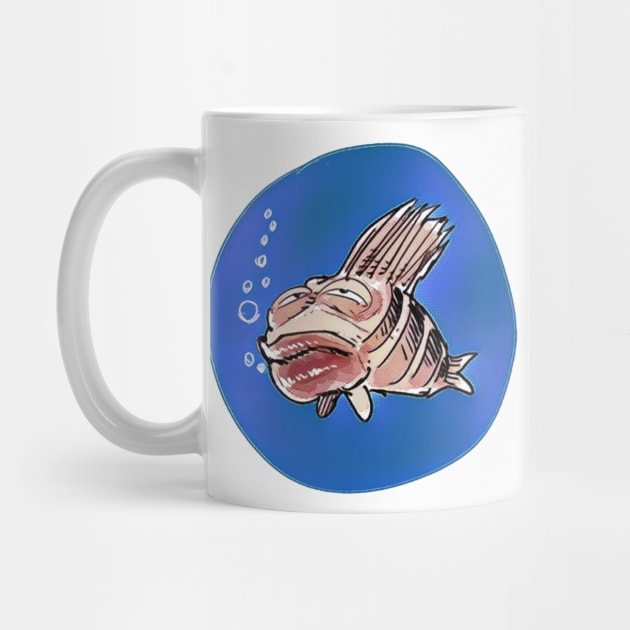 bored fish cartoon style funny illustration by anticute